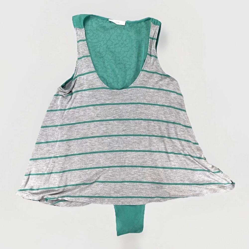 Lush Tank Top Womens Small Green Sheer Back Flowy Beachy Summer Scoop Neck Shirt